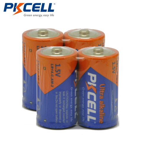 4pcs/lot PKCELL C LR14 Battery AM2 CMN1400 E93 Super Alkaline Batteries 1.5v For Smoke Detector LED Lights Shaver Wireless ► Photo 1/6