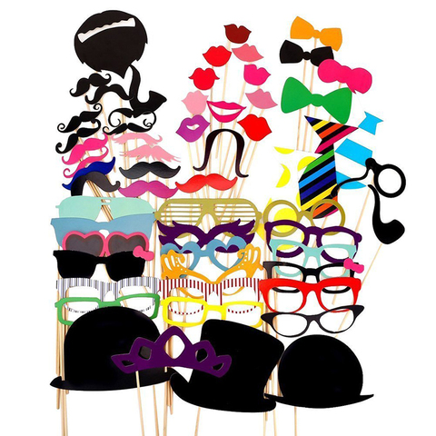 10-58pcs Fun Wedding Decoration Photo Booth Props DIY Mustache Lips Glasses Mask Photobooth Accessories Wedding Party Supplies ► Photo 1/6