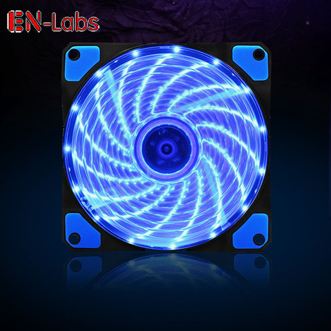 En-Labs 120mm Case Fan 16dB Silent 15 LEDs  Heatsink Cooler Cooling w/ Anti-Vibration Rubber,12CM Fan,12VDC 3P IDE 4pin ► Photo 1/6