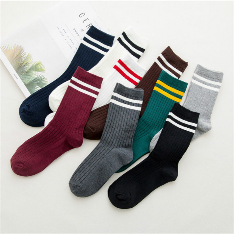Harajuku Soft Ladies Ripple Loose Top Ribbed Cotton Mix Harajuku Ankle Socks 10 Colours 