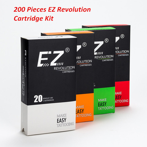200 Pcs Mixed Lot EZ Revolution Cartridge Tattoo Needles RL RS M1 CM compatible with Cartridge System Tattoo Machines Grips ► Photo 1/5