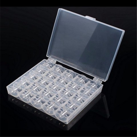 25Pcs Empty Bobbins Sewing Machine Spools Clear Plastic with Case Storage Box for Brother Janome Singer Elna 5BB5310 ► Photo 1/4