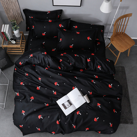Cute Red Mushroom Pattern Bedding Sets 3/4pcs Super Soft Bed Linings Duvet Cover Bed Sheet Pillowcases Cover Set Queen King Size ► Photo 1/6