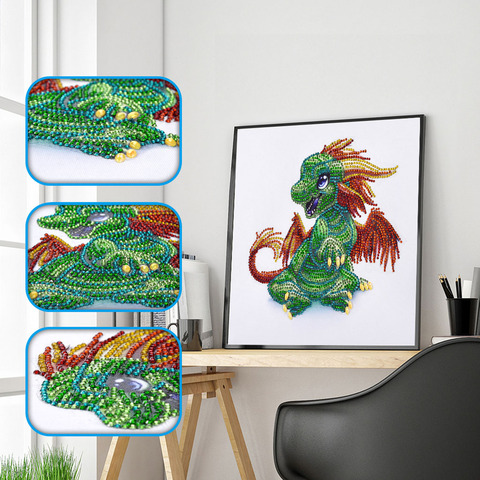 Special Shaped Diamond Painting Green Dragon DIY 5D Crystal Drill Diamond Embroidery Rhinestones Cross Stich kids gift ► Photo 1/6