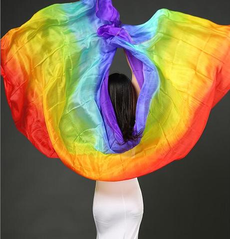 Customized Belly Dance Silk Veils Hand Thrown Scarf Shawl Gradient Rainbow 200cm 250cm 270cm Kids Adults Size Free Shipping ► Photo 1/6