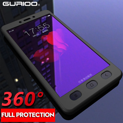 Gurioo 360 Full Cover Phone Case For Redmi Note 2 3 4 5 Hard Protective Cover For Redmi Note 4X 5A 6 7 Pro Case With Free Glass ► Photo 1/6