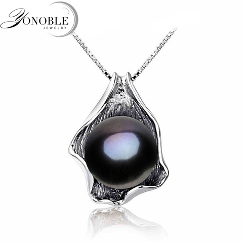 Natural Black Pearl Pendant Necklace Women,Real Fresh Water 925 Sterling Silver Pendant Women Girl Birthday Gift ► Photo 1/5