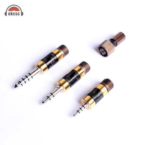 OKCSC The AWESOME Rhodium Plated Plugs Set 4.4mm 3.5mm 2.5mm Balanced Audio 4PIN Female 3 in 1 DIY HIFI Earhone Cable Kits Adapt ► Photo 1/6