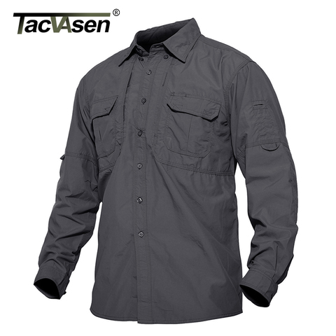 TACVASEN Men's Tactical Shirts Summer Lightweight Quick Drying Shirts Army Military Shirts Long Sleeve Outdoor Work Cargo Shirts ► Photo 1/6
