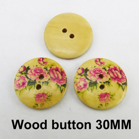 20PCS 30MM 2-Holes FLOWER BUTTON decoration painting wooden  Trousers buttons brand coat boots sewing clothes accessory MCB-064K ► Photo 1/1