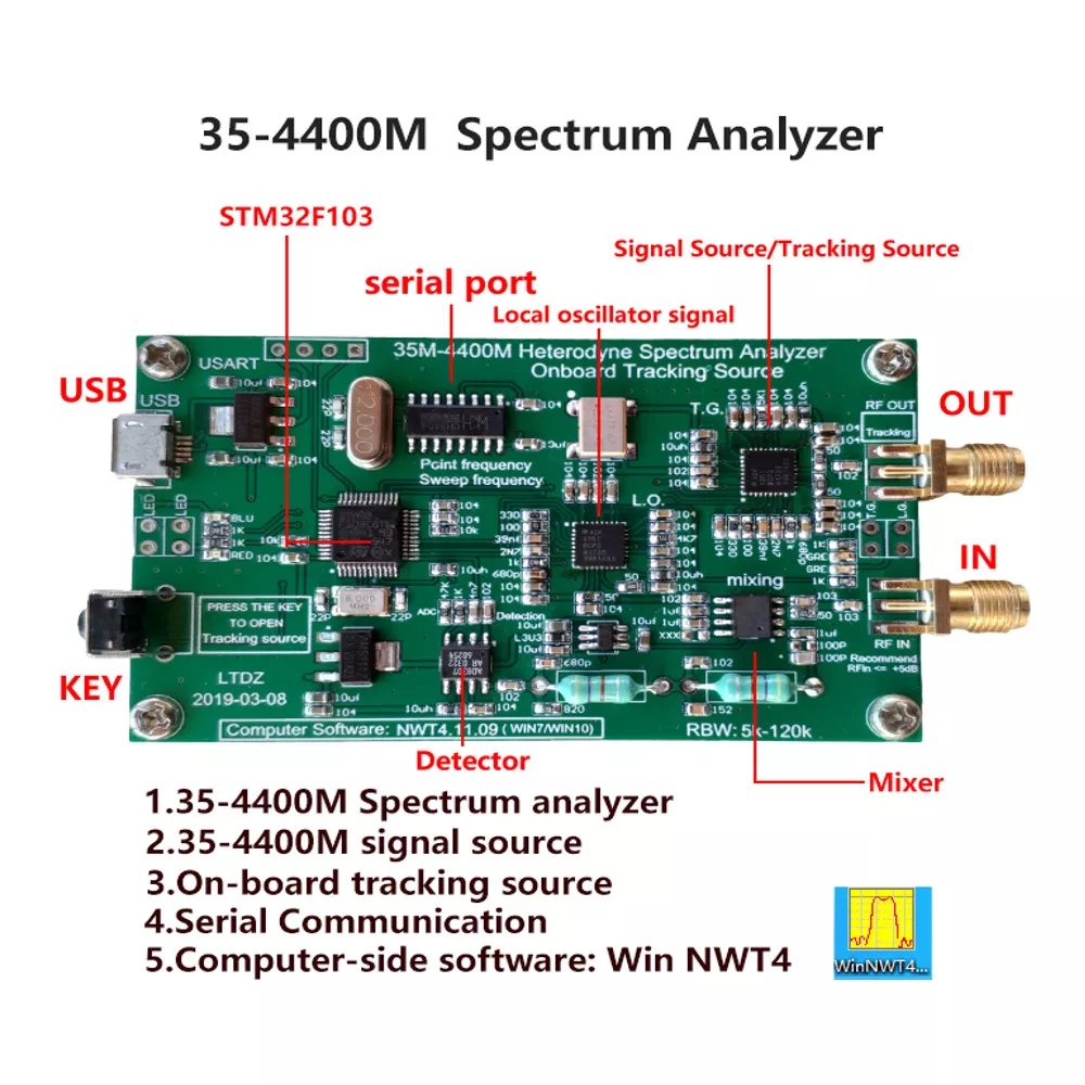 Spektrumanalysator USB 35-4400 MHz Quelle Langlebig Hohe Qualität Praktisch