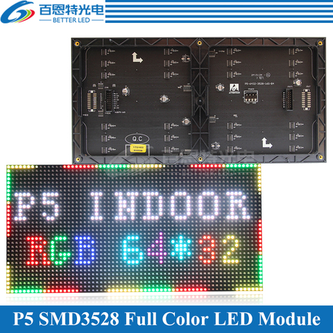 P5 Indoor LED screen panel module 320*160mm 64*32pixels 1/16 Scan SMD3528 RGB 3in1 SMD Full color P5 LED display panel module ► Photo 1/6