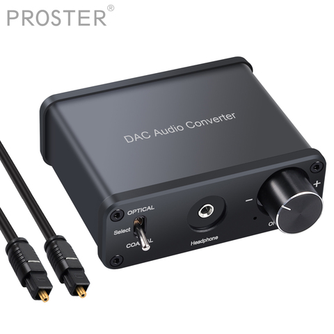 PROZOR 192kHz Digital to Analog aduio Converter+Headphone Amplifier Power ON/OFF DAC Coaxial Stereo L/R RCA 3.5mm Audio Adapter ► Photo 1/6