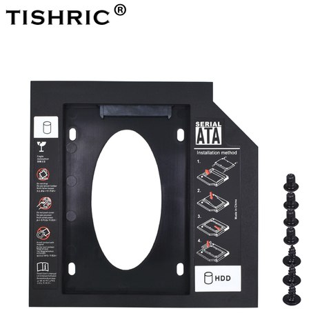 TISHRIC New Plastic 2nd Second HDD Caddy 12.7mm SATA 3.0 Optibay 2.5'' SSD DVD CD-ROM Adapter Hard Disk Driver Case Enclosure ► Photo 1/6