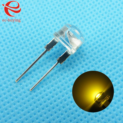 8mm Warm White Straw Hat Light LED Emitting Diode Ultra Bright Lamp Bead Plug-in DIY Kit Practice Wide Angle 8 mm 10 pcs/lot ► Photo 1/5