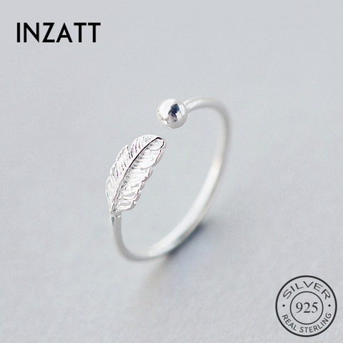 INZATT Authentic 925 Sterling Silver Cute Feather Adjustable Ring Fine Jewelry For Women Party Elegant Accessories ► Photo 1/6