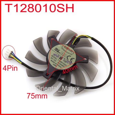 Free Shipping T128010SH 12V 0.25A 75mm 40x40x40mm For ASUS GTX560 HD5870 Graphics Card Cooling Fan 4Wire 4Pin ► Photo 1/6