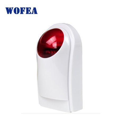 wofea Wireless Outdoor waterproof Sound Strobe Flash Siren with 120db alarm sound and red flash lighting solar back up battery ► Photo 1/5