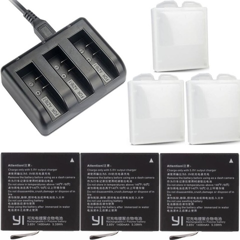 For Xiaomi YI 4K Original Battery AZ16-1 USB 3-way Charger For Xiaomi yi Action Camera 2 Accessories 1400mAh 4K+ Lite Battery ► Photo 1/6