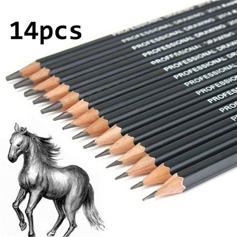 10/12/14pcs Professional Sketch and Drawing Writing Pencil Stationery Supply 1B 2B 3B 4B 5B 6B 7B 8B 10B 12B 2H 4H 6H HB Pencil ► Photo 1/6