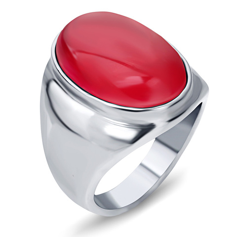 NIBA Luxury Big Red/White/Coffee Opal Ring New Arrival Style for Women/Men Stainless Steel Rings Fashion Jewelry ► Photo 1/6