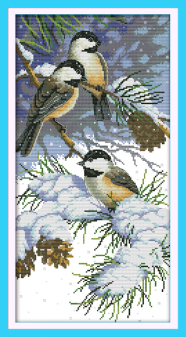 Autumn birds (2) cross stitch kit 14ct 11ct pre stamped canvas embroidery DIY handmade needlework ► Photo 1/1