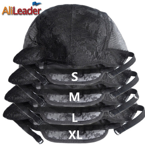 Best XL/L/M/S Adjustable Weaving Cap For Wig Making, Double Layer Lace Wig Caps For Sale, Black Hairnet Nylon Wig Cap 10 Pcs/Lot ► Photo 1/6