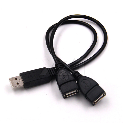 USB 2.0 A Male To 2 Dual USB Female Jack Y Splitter Hub Power Cord Adapter  Cable