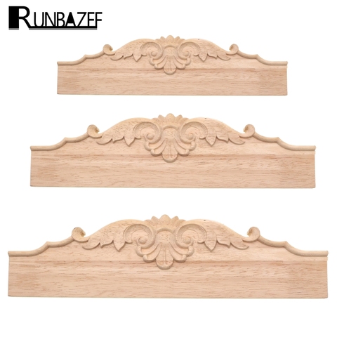 RUNBAZEF Woodcarving Applique Furniture Fittings TV Bathroom Cabinet Tooth Board Solid Wood Baffle Carved Skirt Home Decor Craft ► Photo 1/6