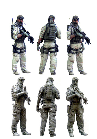 [tuskmodel] 1 35 scale resin model figures kit  US special forces operators four ► Photo 1/1