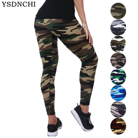YSDNCHI 2022 Camouflage Womens for leggins Graffiti Style Slim Stretch Trouser Army Green Leggings Deportes Pants K085 ► Photo 1/6