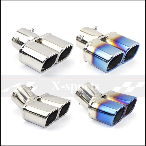 Exhaust Pipe Muffler Tail Pipe Outlet Nozzle End Universal Stainless Steel Square End One Change Two Double Out ID 60MM 75MM ► Photo 1/6