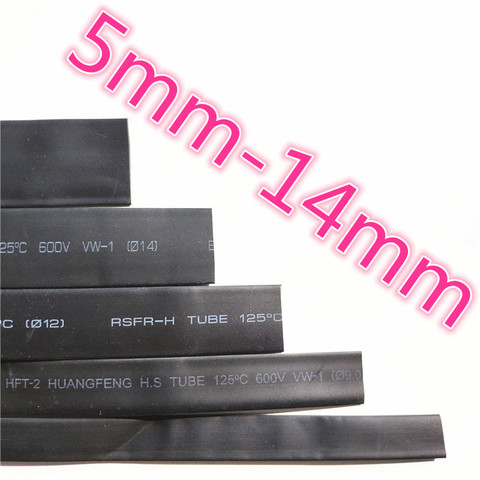 1meter 2:1 Black 5mm 5.5mm 6mm 7mm 8mm 9mm 10mm 11mm 12mm 13mm 14mm Heat Shrink Heatshrink Tubing Tube Wire Dropshipping ► Photo 1/2