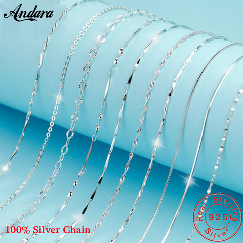 Classic Basic Chain Necklace 100% 925 Sterling Silver Lobster Clasp Adjustable Necklace 45cm Trendy Jewelry for Women ► Photo 1/6