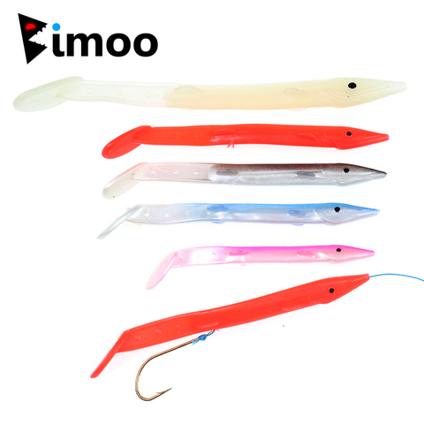 Bimoo 10pcs Soft Bait Fish Sabiki Rig Eel Style Jelly Lures Saltwater Fishing Lure Lumo White Lumo Green Red Pink Back Blue Back ► Photo 1/6