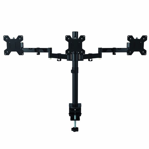 Fully Adjustable Triple Arm Three LCD LED Monitor Desk Stand Mount Bracket 360 degree Rotation  MD6463 ► Photo 1/6