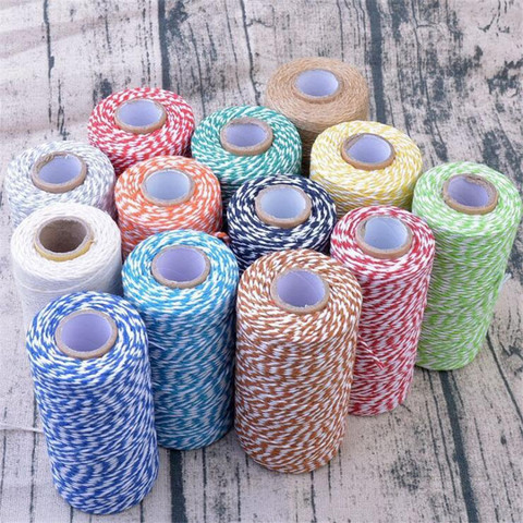 100m/roll Colorful DIY 2ply Bakers Pink String Cotton Cords Rope for Home Decor Handmade Christmas Gift Packing Craft Projects ► Photo 1/6