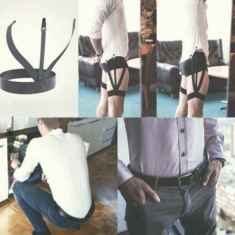 Men Shirt Stay Holder Elastic Garter Belt Suspender Locking Clamp