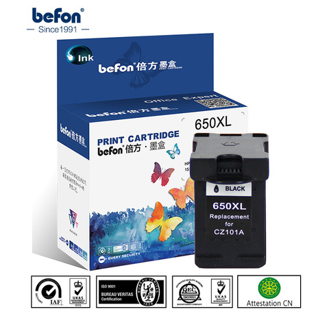 befon Black Color 650XL Ink Cartridge Replacement for HP 650 HP650 XL for hp Deskjet 1015 1515 2515 2545 2645 3515 4645 Printer ► Photo 1/1