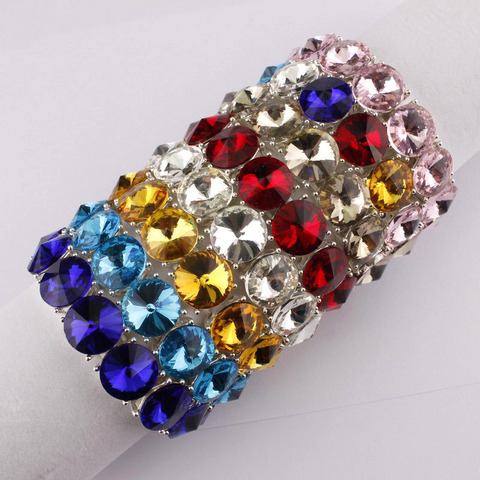 ZWPON Fashion Adjustable Glass Crystal Elastic Bracelets Bangles for Women Multicolor Crystal Dot Bracelets Feamle Jewelry ► Photo 1/6
