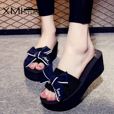 Summer Women Wedge Slippers High Heels Thick Sole Sandals Female