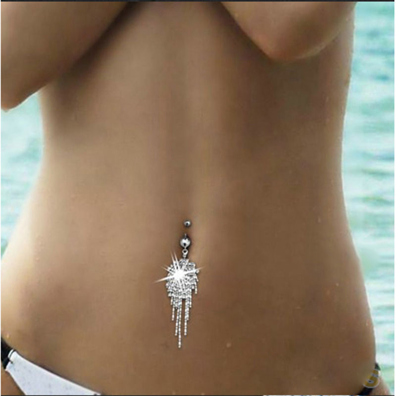 Surgical Steel Crystal Navel Piercings Belly Button Ring Women Sexy Body  Jewelry