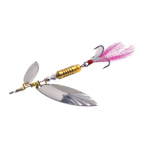 1pcs Metal Sliver Rotating Sequins Spoon lure 7g/10g Spinner Fishing Hard Bait With Feather Treble Hook Fishing Accessories ► Photo 1/6