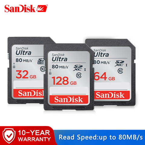 High Speed Sandisk Ultra 80mb/s Sd Card Class10 128gb 64gb 32gb 16gb  Original Memory Card Flash Card For Full Hd Camera - Memory Cards -  AliExpress