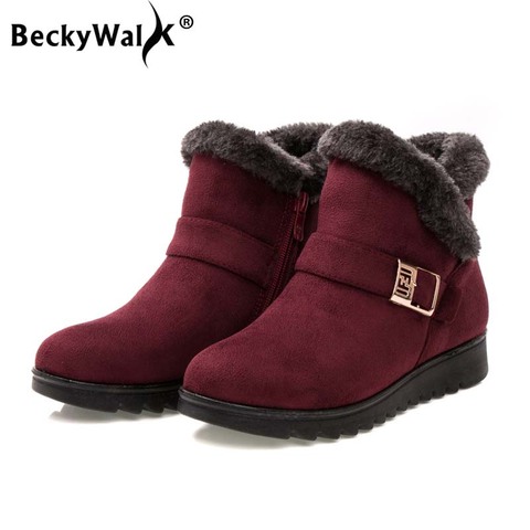 New 2022 women winter boots suede ankle snow boots Female warm fur plush insole comfortable botas mujer flat shoes woman WSH3144 ► Photo 1/6