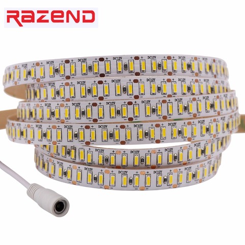 Ultra Bright SMD 3014 LED Strip with DC connector plug 204LED/m DC12V Cold Warm White Waterproof Flexible LED Tape Light 5m ► Photo 1/6