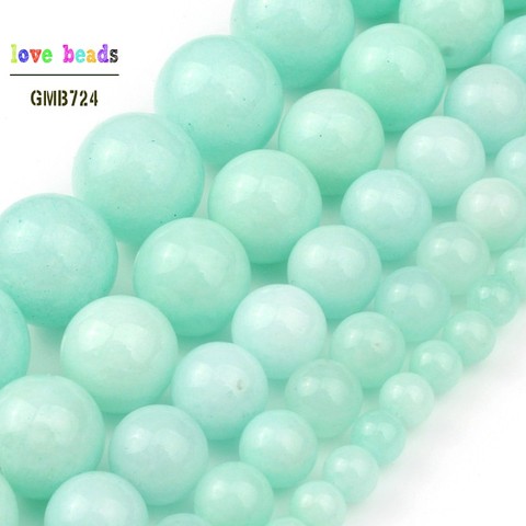 Natural Blue Amazonite Round Loose Stone Beads for Jewelry Making Women Bracelet Necklace Accessories 15