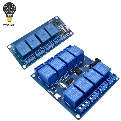WAVGAT DC 5V 10A 4 8 Channel Relay Module Micro USB Board With Indicator PC Upper Computer ICSE014A Software Control ► Photo 1/6