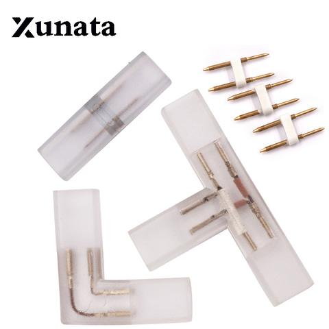 2 pin L T shape Corner connector middle plug With Copper needle for 110V 220V LED Strip 5050 3014 2835 single color ► Photo 1/6