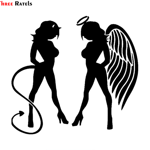 Three Ratels TZ-1952# 16x15cm sexy angel devil girl naughty car sticker funny  stickers styling removable decal ► Photo 1/6